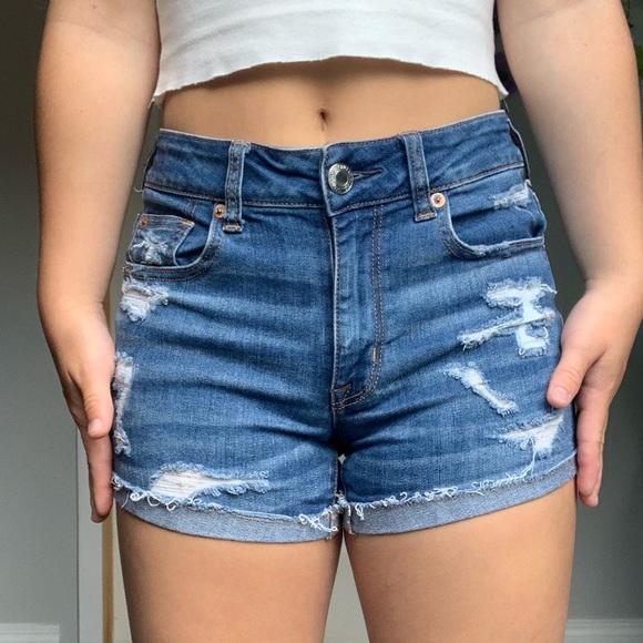 American Eagle Blue Denim Ripped Shorts !! - Picture 4 of 4